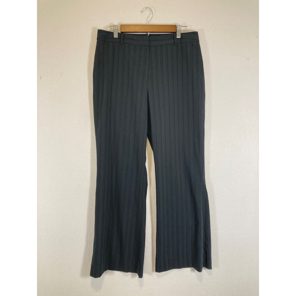 Dark Academia Antonio Melani Womens 12 Black Striped Wide Leg Dress Pants